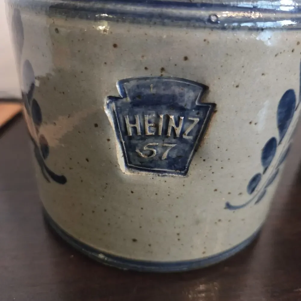 Vtg Westerwald Pottery Heinz 57 Stoneware Canister Set 3 Crocks Lids Signed 1994